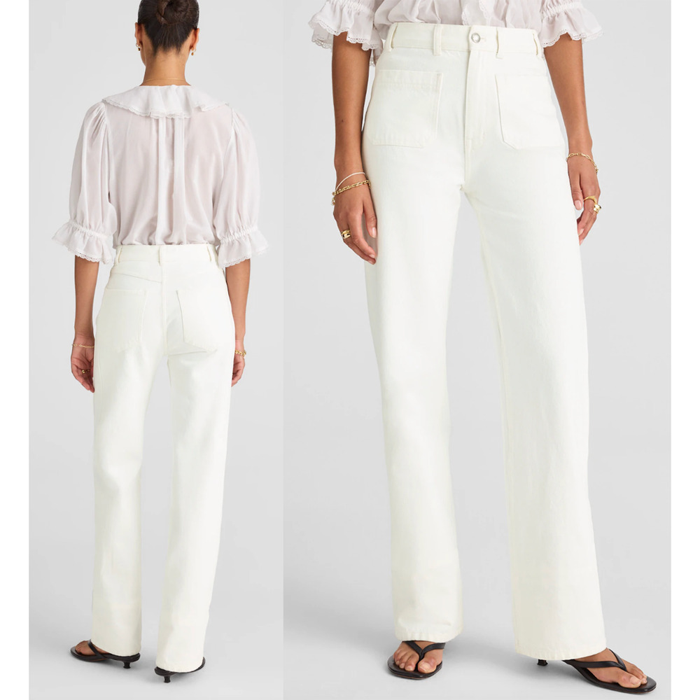 Madewell | NWT Cleo Straight Jean Patch Pocket White Denim | Sz 30